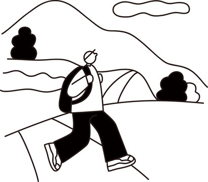 recommend clip art: ハイキングをする人のベクター線画