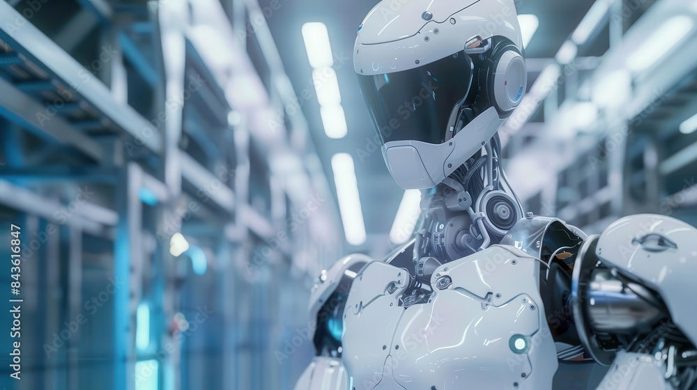 Aufkleber ai robot in factory automation with robotic process automation rpa 3d rendering