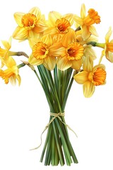 Vibrant Daffodil Bouquet - Elegant Botanical with Precise Linework and Watercolor Wash