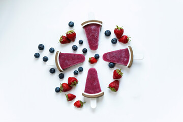 homemade ice cream on white background