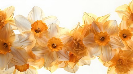 Obraz premium Vibrant Daffodil Floral Border with Delicate Golden Petals in Botanical Style