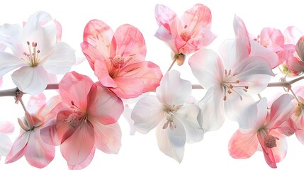 Obraz premium Vibrant Watercolor Bouvardia Floral Arrangement with Delicate Pink and White Blossoms in Serene Natural Setting