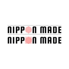 Nippon Made label isolated on background. Certificate product sticker. Made in Japan with stripe line flag style. Vector illustration.