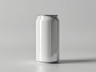 Close-up of a blank white aluminum can mockup with a pull-tab lid