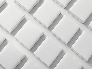 Mockup of blank white packaging boxes arranged in a grid pattern