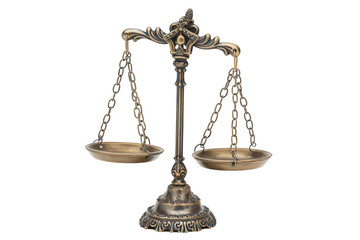 Antique Metal Scales with Intricate Carvings, Symbolizing Justice, Set Against a Dark Background