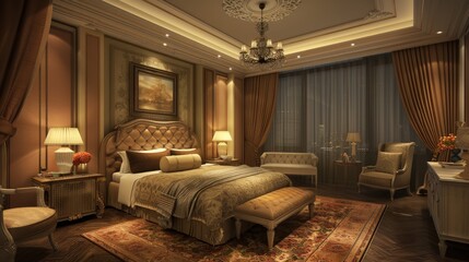 Luxurious Hotel Room Haven: A Cozy Retreat in Elegance
