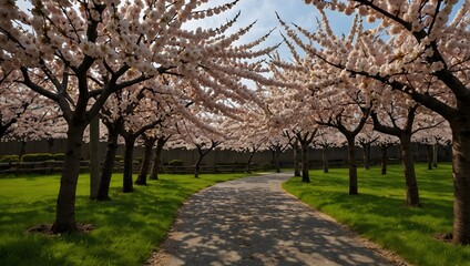 Obraz premium The symbolism of cherry trees in Japanese culture, focusing on their significance in hanami (flower viewing) traditions ai_generated