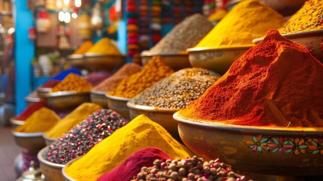 Colorful Spice Display at a Moroccan Market