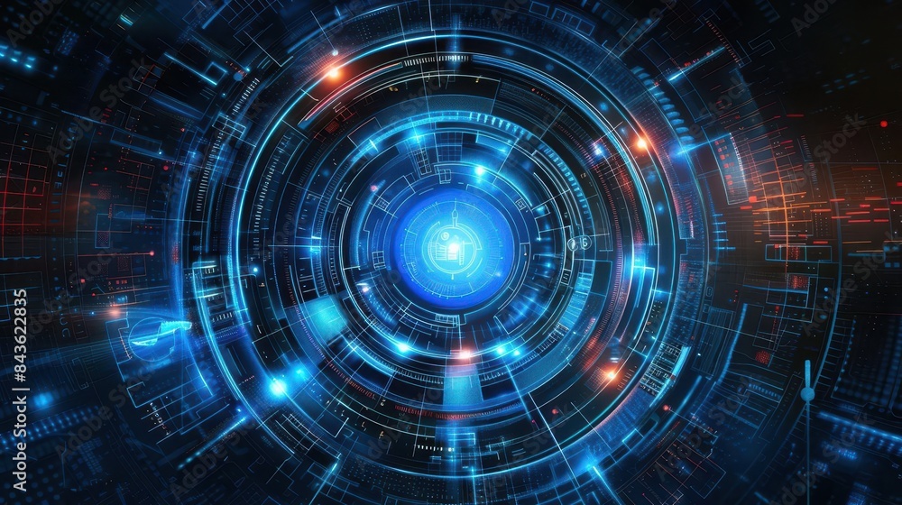 Poster futuristic data processing and information technology concept abstract