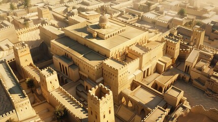 intricate 3d illustration of ancient middle eastern city architecture immersive historical visualization