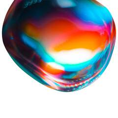 Iridescent chrome Abstract fluid holographic bubble gradient color shape png transparent background