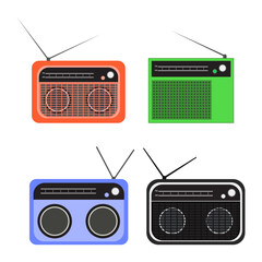 Obraz premium Set retro radio. vintage. vector illustration