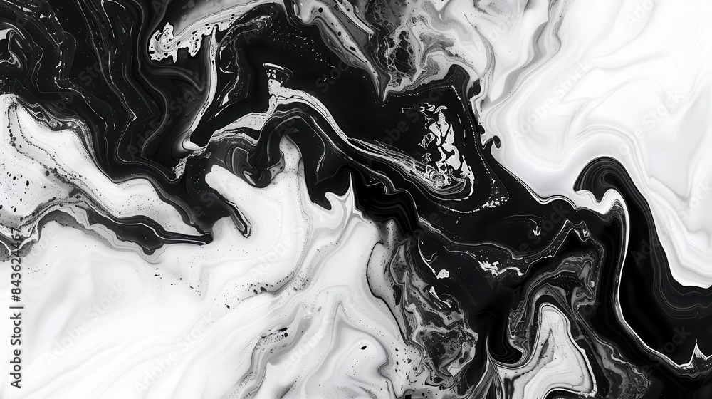 Poster luxurious black and white marble texture background with intricate veining creating an elegant and s