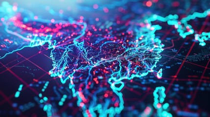 Modern map of Korea representing leadership in technologies and fintech sector