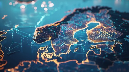 Modern map of Sweden representing leadership in technologies and fintech sector
