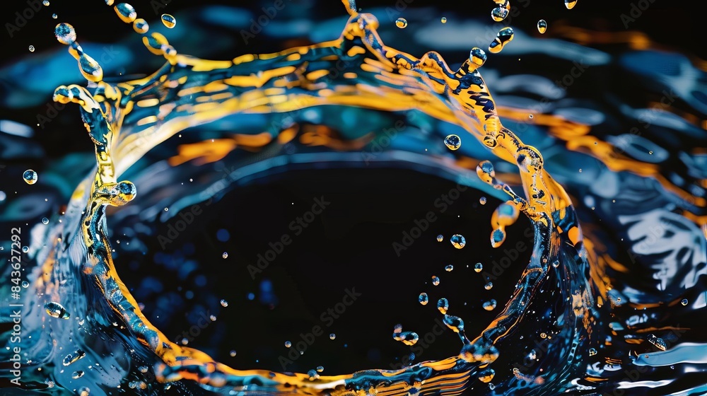 Poster mesmerizing splash of water in perfect circular shape abstract ai generated artwork