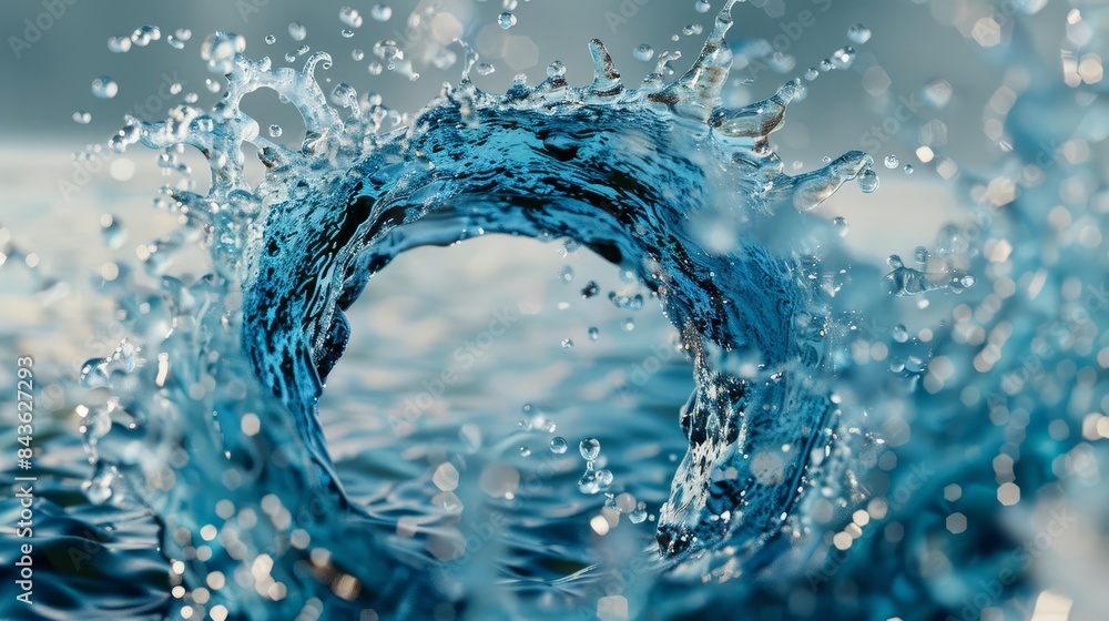 Poster mesmerizing splash of water in perfect circular shape abstract ai generated artwork