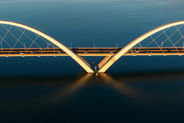 Aerial image of the bridge over Lake Paranoá in Brasília