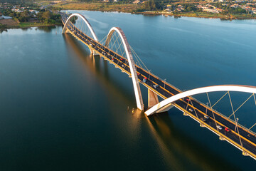 Aerial image of the bridge over Lake Paranoá in Brasília