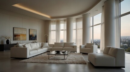 Fototapeta premium minimalist modern living room inspired by the geometric precision