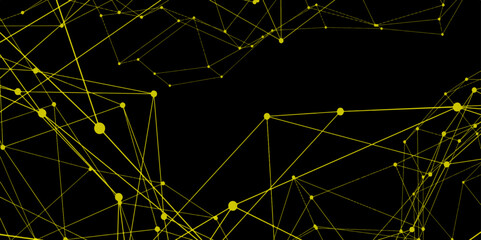 Abstract technology connection network of particles and lines. Global network Futuristic grid artificial intelligence connections. Plexus of lines and dots and connected particles Vector	