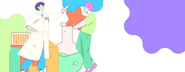 Medical characters fighting the epidemic flat vector concept operation hand drawn illustration
