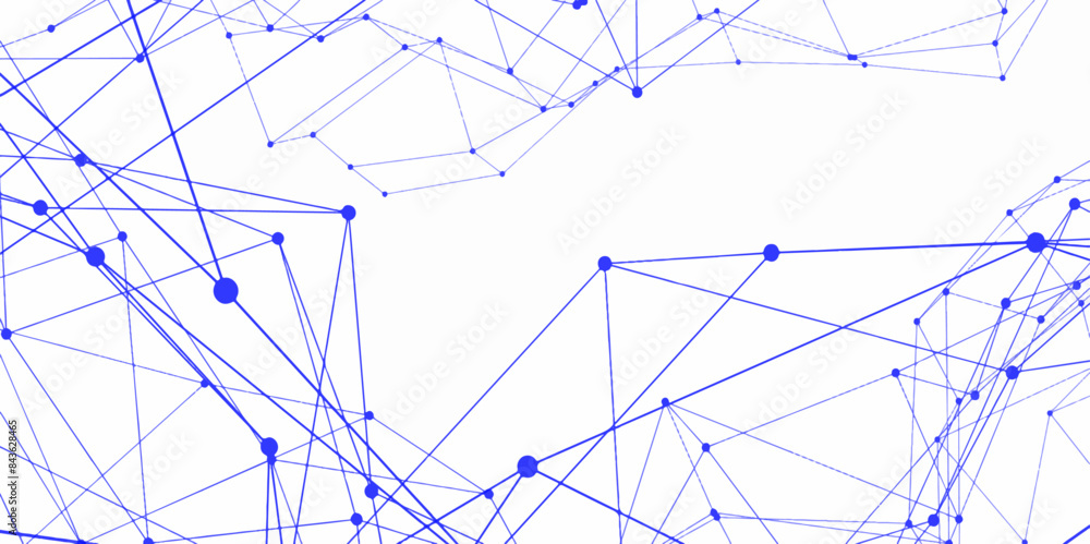 Poster technology abstract white digital background of points and lines. connection science background blue