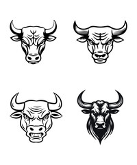 Bullhead silhouette line art free vector illustration
