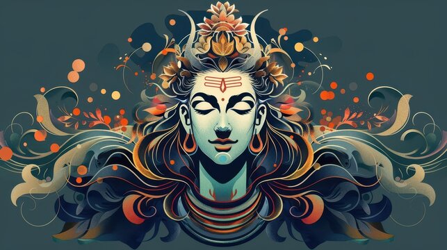 modern interpretation of hindu god shiva blending traditional and contemporary elements digital art illustration