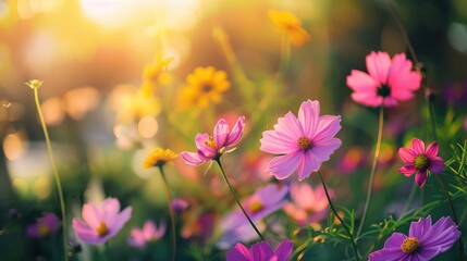 Fototapeta premium Blooming flowers in the natural environment during the seasons of spring and summer