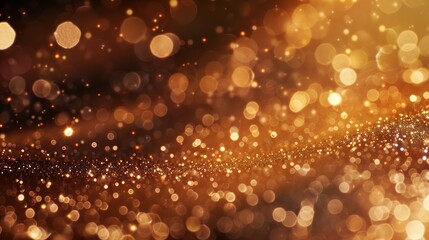 A luxurious background featuring bronze glitter and bokeh lights, ideal for upscale and festive designs.
