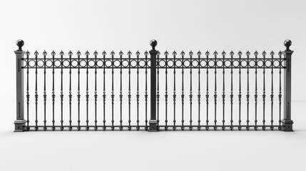 Fototapeta premium Black Ornamental Iron Fence With Circular Design