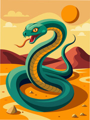 Fototapeta premium A snake slithering across the sand