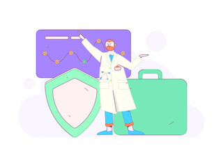 Medical characters fighting the epidemic flat vector concept operation hand drawn illustration
