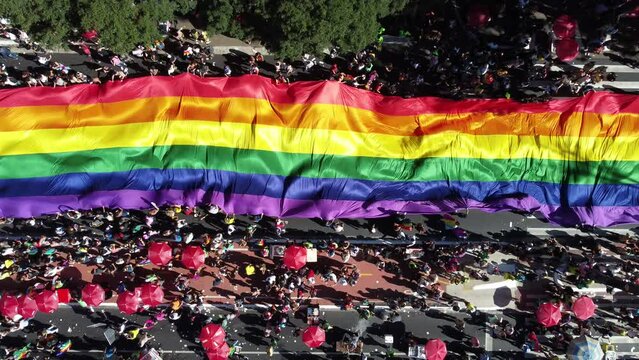 São Paulo, Brazil - June 2, 2024 - This weekend, the 28th edition, the São Paulo LGBT+ Pride Parade, takes place 
The event takes place to reaffirm the commitment to combating prejudice and suppport