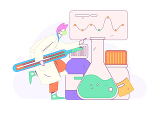 Medical characters fighting the epidemic flat vector concept operation hand drawn illustration
