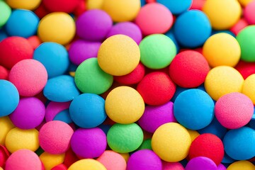 カラフルな石、お菓子、チョコが敷き詰められている