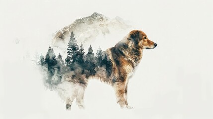 Watercolor painting of cute dog