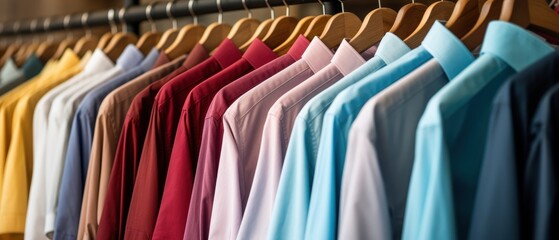 Assorted Shirts Hanging on Store Rack 
