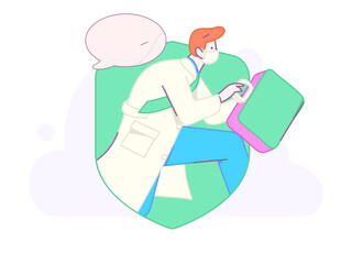 Medical characters fighting the epidemic flat vector concept operation hand drawn illustration
