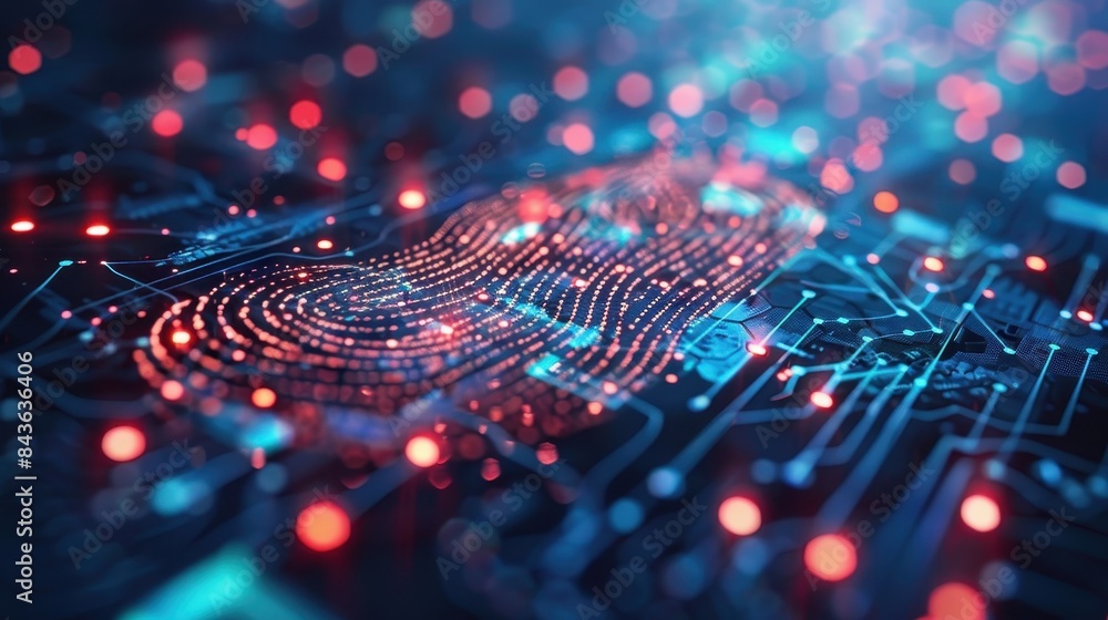 Poster authentication login or cybersecurity fingerprint and secure online