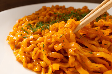 Korean Spicy Carbonara Stir-Fried Ramen
