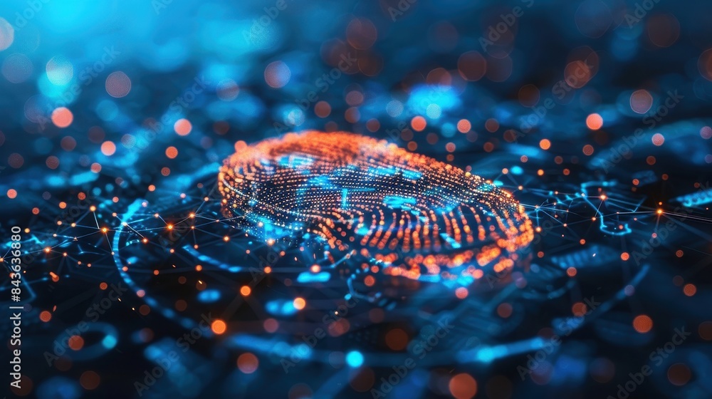 Poster authentication login or cybersecurity fingerprint and secure online
