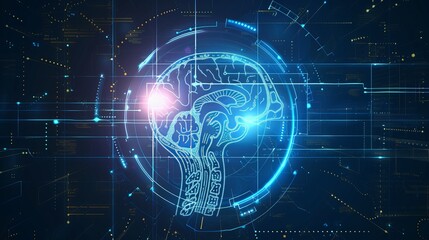 Artificial intelligence is depicted in a technology web background representing a virtual concept
