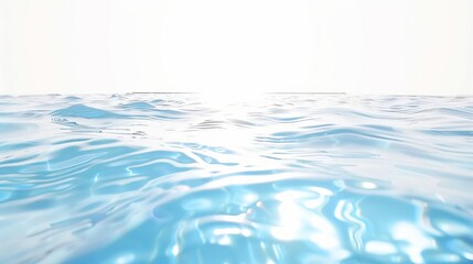 Rippling blue water in a swimming pool with sunny reflections is isolated on a white background