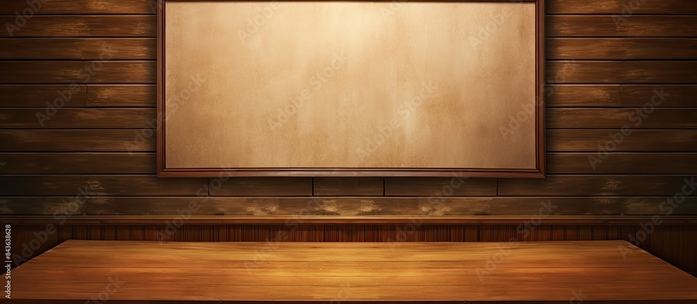 Poster a table displaying a photo frame with empty space for an image. copyspace image