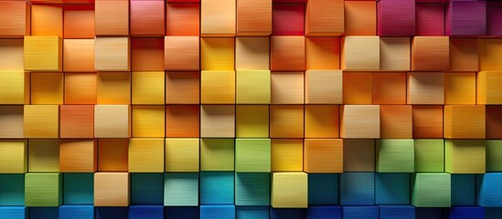 A diverse group of colorful wooden blocks forms a spectrum making it an ideal background image or cover for something creative. Copyspace image