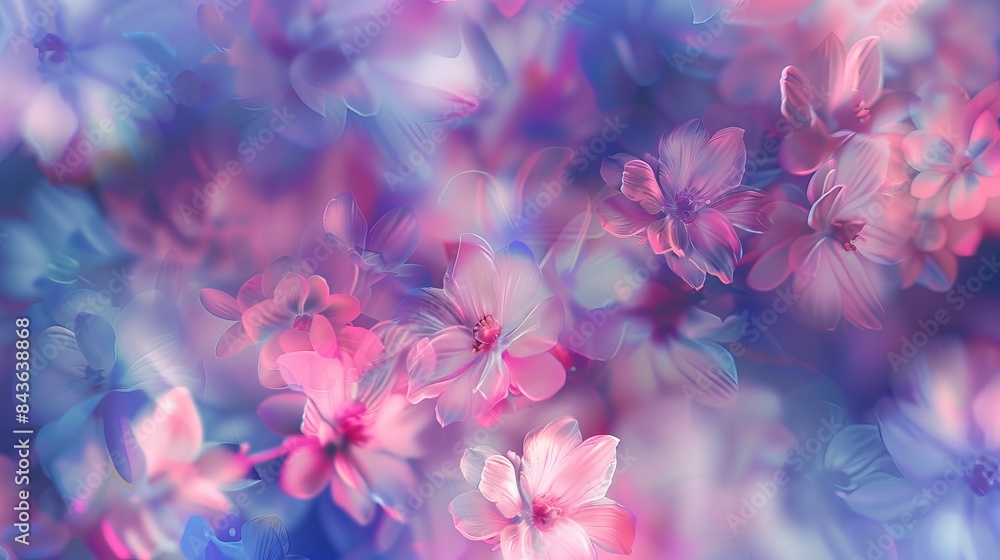 Poster a blurry fuzzy floral seamless pattern features colorblurred abstract flowers in a trendy style serv
