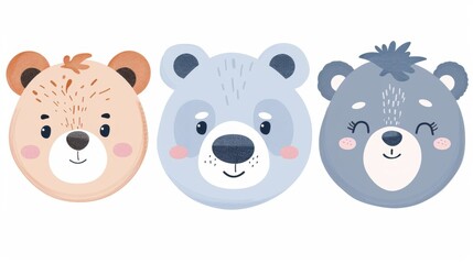 Bear. Flat vector illustration of cute animal. Baby nursery art.